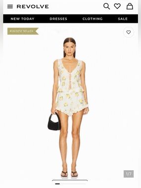 White Lemon Print Two-Piece Set